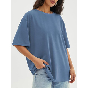 T-shirt unisexe à col rond surdimensionné, couleur unie, manches courtes, épaules tombantes, coupe ample, 100% coton jersey, respirant, écologique - Product Image 1