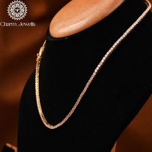 Charm_Jewells Unisex <b>Silver</b> Moissanite <b>Box</b> <b>Chain</b> Necklace 14K Gold Plated Claw Setting Brilliant Cut IGI Certified Hip Hop - Product Image 3