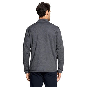 T-shirt à manches longues pour homme de haute qualité, col montant, fermeture éclair 3/4, couleur personnalisable, coupe classique, tissu polyester/coton, écologique - Product Image 3