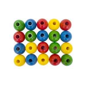 Cuentas de cordón de madera para niños, juguete educativo, 33mm, 4 colores, cuentas redondas, juguetes de enhebrado de madera - Product Image 6