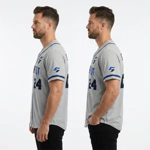 Maillot de baseball personnalisé imprimé pour homme, manches courtes, sublimation, anti-transpiration, antibactérien, coupe classique, toutes saisons, vêtements d'équipe - Product Image 2