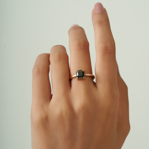 Anillo Solitario de Diamante Negro en Oro Amarillo Sólido de 14K, Nuevo y Más Vendido, para Unisex, Piedra de Nacimiento de Abril, Joyería de Moda para Damas - Product Image 4