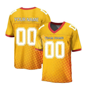Custom Yellow American <b>Football</b> Jersey V-Neck Sublimated Mesh Breathable Unisex Adult Short Sleeve Team Name Number <b>Print</b> - Product Image 1