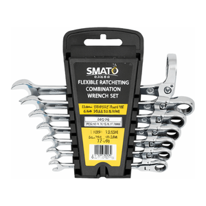 Jeu de clés à cliquet combinées CRV 7 pièces, métriques, kit d'outils d'entretien - Product Image 1