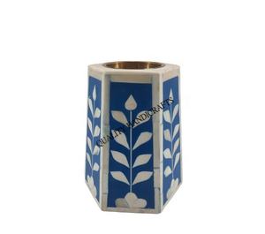 Bougeoir à bougie chauffe-plat Bakhoor incrusté d'os de meilleure qualité Bougeoir de table fabriqué à la main de qualité indienne pour la décoration de la maison - Product Image 1