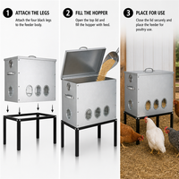 Station d'alimentation amovible pour volailles JH-Mech, sans gaspillage, 40 lb, 6 ports, grande capacité, mangeoire et abreuvoir en métal galvanisé pour poulets