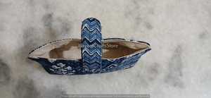 Étui à lunettes multifonctionnel à motif indigo, sac de rangement en tissu de coton, pochette organisatrice avec cordon de serrage et poignée pour les voyages quotidiens et les fêtes - Product Image 4
