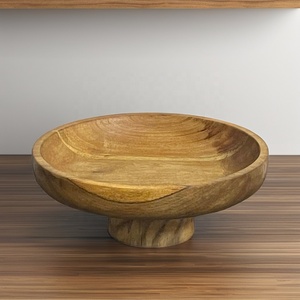 Bandeja Redonda de Madera de Acacia con Soporte, Diseño Nuevo, Estilo Rústico Chic, Ideal para Encimera, Precio Económico - Product Image 2