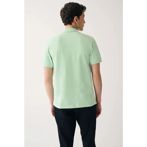 เสื้อโปโลผู้ชายไซส์ใหญ่ สีเขียว แขนสั้น ผ้าถัก สวมใส่สบาย 100% ผ้าฝ้าย ปกคอเสื้อพับได้ เสื้อโปโลผู้ชายไซส์ใหญ่/สินค้าขายดี - Product Image 2