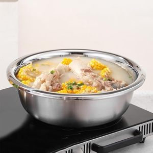Large Stainless Steel Mixing Bowl <b>Round</b> <b>Basin</b> Dish Pan for Kitchen Food Prep Washing Baking Serving Multipurpose - Product Image 4