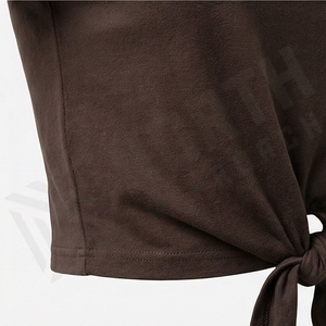 T-shirt court à manches courtes pour femme, personnalisé, léger, couleur unie, col rond, haut court, vêtements de sport haut de gamme, vêtements décontractés - Product Image 5