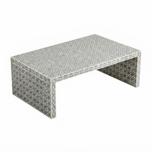 Mesa de Centro Redonda con Incrustaciones de Hueso Personalizadas, Mesa de Centro Moderna de Lujo con Diseño Radial a Rayas, Muebles para Sala de Estar, Venta al Por Mayor - Product Image 4