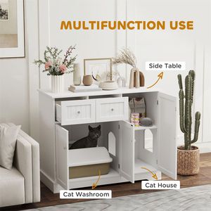 Lettiera per Gatti Automatica di Grande Capacità, Facile da Pulire, in Plastica e Legno, per Uso in Soggiorno - Product Image 5
