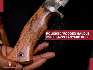 Mosaic Pattern Palm <b>Feather</b> Damascus Steel Fixed Blade Outdoor Hunting Knife Ergonomic Wooden Handle Leather Sheath OEM ODM - Product Image 3