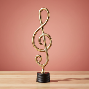 Escultura Moderna de Clave de Sol Chapada en Oro, Arte Metálico Hecho a Mano, Figura Decorativa para Mesa, Decoración para Sala de Estar y Hogar - Product Image 1