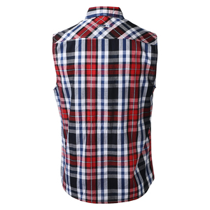 Camisas de Franela a Cuadros sin Mangas para Hombre, Cuello Camisero, Transpirables, Moda de Verano, Algodón/Poliéster de Alta Calidad, Personalizables para Adultos - Product Image 2