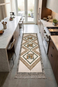 Alfombra Bohemia de Algodón Tejida a Mano, Decorativa, para Sala de Estar, Dormitorio, Patio, con Diseño Geométrico, Impresa a Mano, Lavable, Apta para Mascotas - Product Image 5