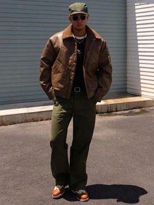 Veste en cuir pour homme, nouvelle collection, épaisse, de marque haut de gamme, avec doublure en velours, tendance, grande taille, veste et manteau en PU pour homme, prix avantageux - Product Image 3