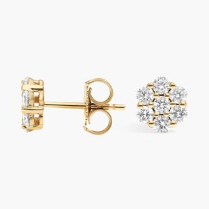 Round Lab Grown Diamond Cluster <b>Stud</b> <b>Earrings</b> in 14K Yellow Gold IGI Certified Wedding Minimalist Elegant <b>Fine</b> Jewelry - Product Image 3