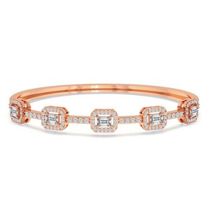 New Arrival 14k Gold Made Openable <b>Bangle</b> <b>Bracelet</b> Comes With Brilliant Emerald Cut Embrace Lab Grown Diamond In (1 Ct. Tw.) - Product Image 4