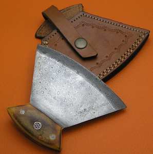 Hache Ulu professionnelle faite à la main en acier à haute teneur en carbone avec manche en bois de rose, hache à pizza, qualité industrielle, cadeau d'anniversaire - Product Image 4