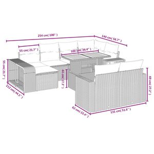 Ampio bracciolo regolabile divano da giardino in nero PE Rattan - Product Image 3