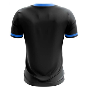 Polo en maille à manches courtes pour homme, imprimé géométrique blanc, noir et bleu, style sportif, séchage rapide, boutons sur le devant, coupe classique - Product Image 2