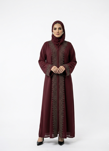 Eye Catching Abaya Handmade Floor Length Long Sleeve Soft Breathable Fabric Loose Fit Casual Party Wear - Product Image 3