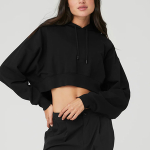 Fashionable Anti-Wrinkle Cotton Fleece Sportswear <b>Crop</b> Top <b>Hoodie</b> <b>for</b> <b>Women</b> Ladies' Winter Pullover Sweatshirt - Product Image 5