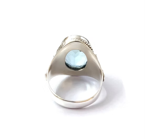 Anillo de Cuarzo Azul con Corte Ovalado Grande, Acabado Oxidado en Plata 925, para Bodas y Fiestas, Joyería de Regalo - Product Image 4