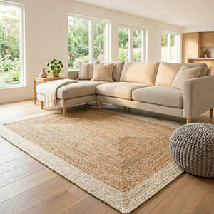 160 × 230 cm Natural Textured Area Rug with Leaf Motif for Organic Modern Interiors - Product Image 5