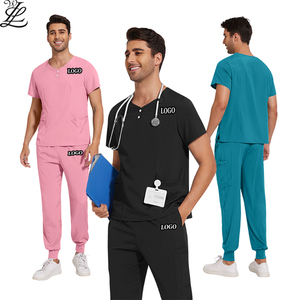 Factory Man 100% Cotton Knitted Nurse <b>Doctor</b> Hospital Dental Scrubs Uniform <b>Set</b> High Quality - Product Image 2