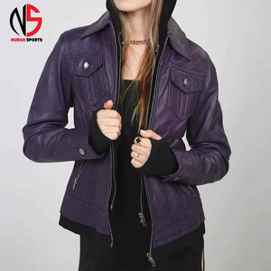 High Quality <b>Men's</b> <b>Purple</b> Pu Leather Slim Fit Waterproof Breathable Windproof Moto Jacket Zipper Closure Winter Fashion Solid - Product Image 5