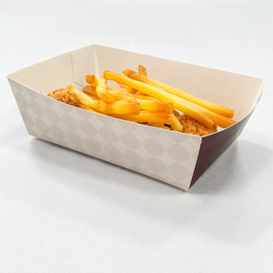 Custom Logo Kraft Paper Boat Shaped French Fries Paper Food Packaging Mini Pancakes Holder Tray Corndog Snack Holder <b>Box</b> - Product Image 2