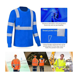 เสื้อทำงานแขนยาวสะท้อนแสงสีน้ำเงิน ป้องกันรอยยับ ผลิตจากโพลีเอสเตอร์ พร้อมบริการพิมพ์โลโก้ตามสั่ง เพิ่มความปลอดภัยและการมองเห็นสูง - Product Image 3