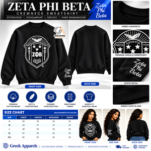 เสื้อสเวตเชิ้ตคอกลมผู้หญิง Zeta Phi Beta สีดำ ผ้าฟลีซ แห้งเร็ว ระบายอากาศได้ดี เป็นมิตรกับสิ่งแวดล้อม ปักลาย  แบบสวมหัว สไตล์ลำลอง ผ้าฝ้าย 100% - Product Image 5