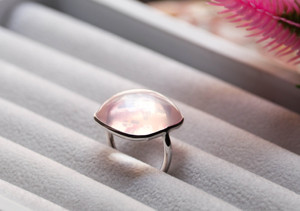 Cushion-Cut Rose Quartz <b>Statement</b> Cabochon <b>Ring</b> in 925 <b>Silver</b> Minimalist Beautiful For Daily Wear - Product Image 2