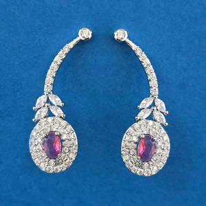 Último Modelo en Línea, Pendientes de Diamantes Americanos de Calidad de Exportación con Baño de Rodio 443898 - Product Image 3