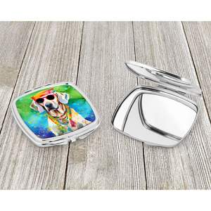 Miroir de maquillage de voyage pour femmes et filles Design compact pliant avec cadeau décoratif Hippie Dawg pour les amoureux de Weimaraner - Product Image 3