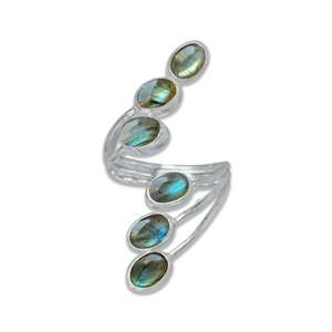 925 Sterling Silver Engagement <b>Rings</b> for Women with Labradorite Natural Stone <b>Adjustable</b> <b>Ring</b> for Female - Product Image 3