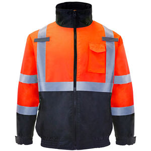 Chaqueta de seguridad de alta visibilidad personalizada con capucha impermeable reflectante ropa de seguridad de invierno cierre de cremallera transpirable de alta visibilidad - Product Image 2