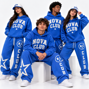 Conjunto Deportivo Unisex Nova Club, Sudadera con Capucha Rosa, Pantalones Largos Casuales de Algodón con Cordón Ajustable y Bolsillos Laterales - Product Image 6
