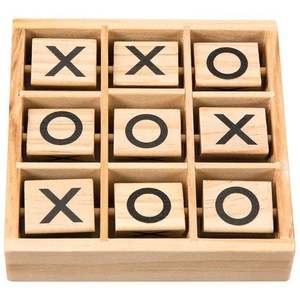 Jeu de Tic Tac Toe en bois rectangulaire |   Jeu de puzzle de table classique moderne pour l'inauguration d'une maison |   Écologique, fait main, en stock | - Product Image 1