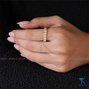 Oval Lab Grown Diamond Full Bezel <b>Set</b> Eternity Band 14K Solid <b>Gold</b> Anniversary Stacking Wedding <b>Ring</b> For Women Bridal Fine Jewel - Product Image 6