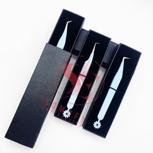 Pinzas de pestañas de acero inoxidable de 45 grados, muestra gratis, herramienta de belleza ligera para extensión de pestañas, logotipo personalizado sostenible - Product Image 6