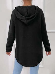 เสื้อสวมหัวแขนยาวสำหรับผู้หญิงผ้าฟลีซมีฮู้ดผ้าย้อมสีเป็นกรดย้อมด้านหน้าผ้าคอตตอน100% ออกแบบได้ตามที่ต้องการระบายอากาศได้ดี - Product Image 3
