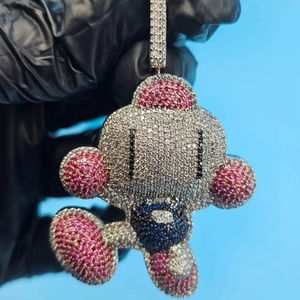 Pendentif en diamant Moissanite véritable, en argent Sterling 925, ton or Rose, bijoux Hip Hop, breloque pour hommes et femmes, avec certification GRA - Product Image 1