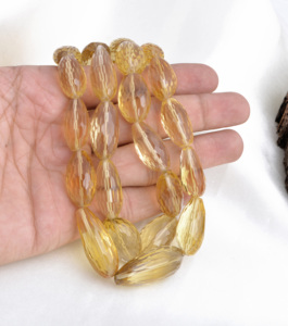 สร้อยคอประดับด้วยลูกปัดรูปไข่เหลี่ยมเพชรพลอยจากหินควอตซ์น้ำผึ้งธรรมชาติ สำหรับทำเครื่องประดับชั้นดี - Product Image 6