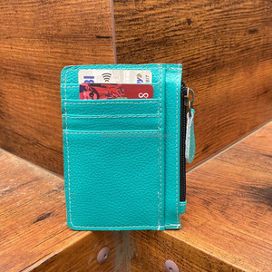 กระเป๋าใส่บัตรหนังวัวเทอร์ควอยซ์หนังขนวัวแท้สไตล์ตะวันตกของขวัญทำมือสำหรับเขาหรือใช้บัตรเครดิตของเธอ - Product Image 4