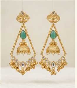 Pendientes de Araña de Latón Chapado en Oro con Moissanita y Perlas de Imitación, Diseño Geométrico Vintage para Mujer, Joyería de Regalo - Product Image 2